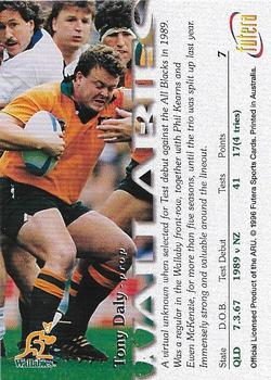 1996 Futera Rugby Union #7 Tony Daly Back